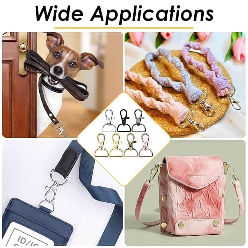 Swivel Clasp Hooks, Anezus 80Pcs Key Chain Clip Hooks, D Ring Clip Lanyard Hardware for Keychain Making, Lanyard Making, Purse Hardware, DIY Craft (3/4” Inside Width) thumbnail 4
