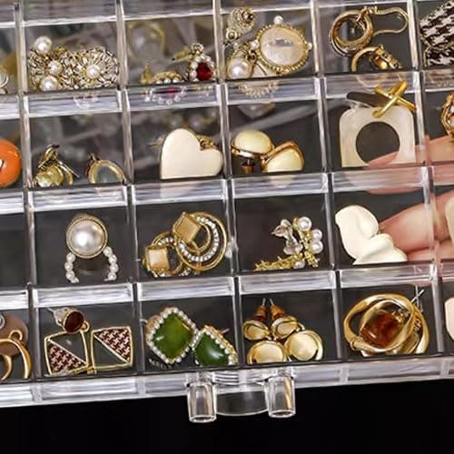 SPAKOWN Earring Organizer, Acrylic Jewelry Holder Organizer with 5 Drawers Stackable Earring Storage Case Jewelry Boxes for Women (Clear) thumbnail 5
