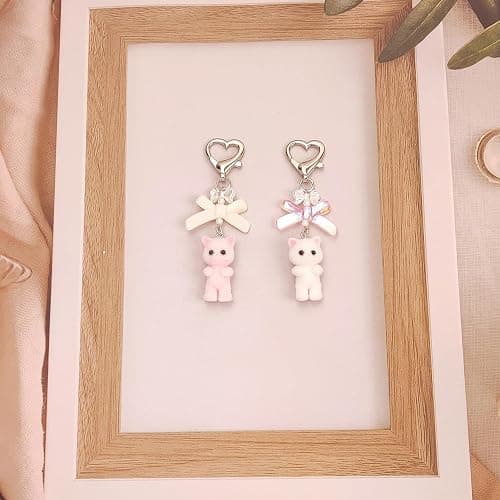 Nalefow Cute Pink Keychain,Fuzzy Cat Keychain Aesthetic Y2K KeychainStylish KeychainsAccessories thumbnail 3