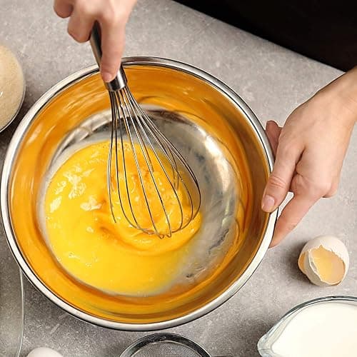 Whisks for Cooking, 3 Pack Stainless Steel Whisk for Blending, Whisking, Beating and Stirring, Enhanced Version Balloon Wire Whisk Set, 8"+10"+12" thumbnail 7