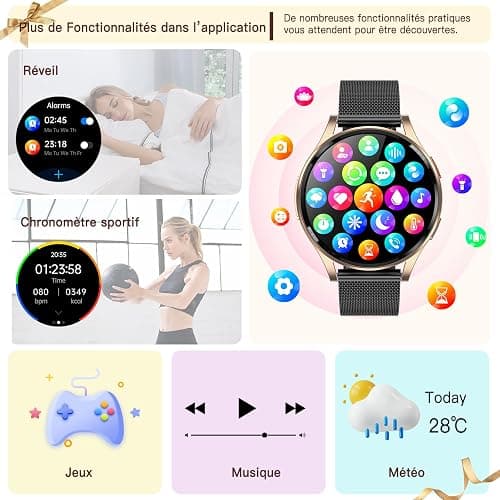 Lgnitek 2026 Montre Connectée Femme avec ECG+HRV/IMC, 1,43" AMOLED Smartwatch avec Fonction Féminine, 24H Τе𝐧ѕіо𝐧 Αrтérіеllе/Fréquence Cardiaque/SpO2/Sommeil Monitor, IP68 Étanche pour Android iOS thumbnail 7