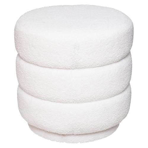 Atmosphera - Pouf Sinan - Blanc - Bouclette - Image 1