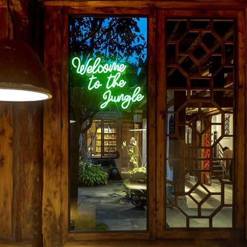FAXFSIGN Welcome to the Jungle Neon Sign Jungle Decor Green Led Word Neon Light Signs for Wall Decor Usb Letter Light Up Sign for Garden Home Entryway Front Porch Party Gift - Colorful-A-jungle green thumbnail 2
