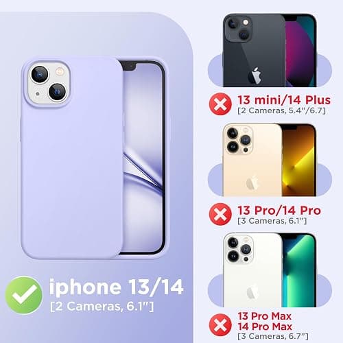 GolbinBox Magnetic for iPhone 13 Case & iPhone 14 Case, Compatible with MagSafe, [Soft Anti-Scratch Microfiber Lining], Slim Liquid Silicone Shockproof Protective Phone Case 6.1 inch, Lilac thumbnail 2