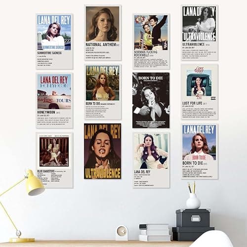 Lidy 12 PCS Lana Poster Music Album Cover Posters Set Merch Wall Art Decor Unframed Canvas Poster Gifts 8x12inch (20x30cm) thumbnail 6