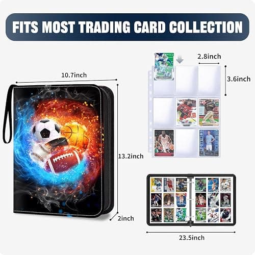 LOMONEH Sports Card Binder with 50 Sleeves,9 Pocket Baseball Card Binder Storage Box,Football Collectible Trading Card Case,Basketball Card Holder,Soccer Card Organizer,Hockey 900 Cards Albums thumbnail 3