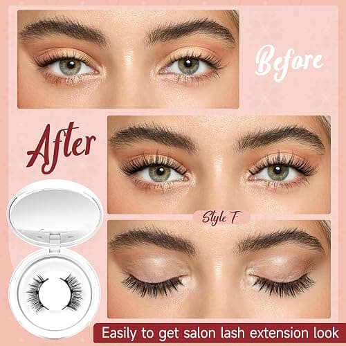 Magnetic-Eyelashes with Applicator, Higu clace Magnetic-Lashes No Glue or Eyeliner Needed, 1 Pair Reusable Eye Lash Kit Natural Look, False Eyelash Easy to Wear and Remove(STYLE F2) thumbnail 3