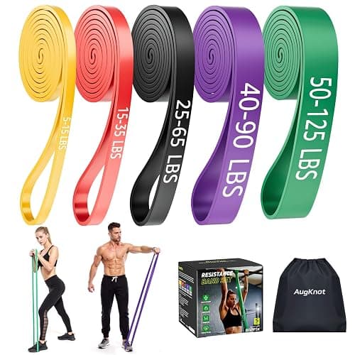 AugKnot Resistance Bands for Working Out: 5-Levels Exercise Bands Set - Pull Up Assistance Elastic Silicone - Physical Therapy/Stretching/Training - Home Gym for Women/Men - Image 1