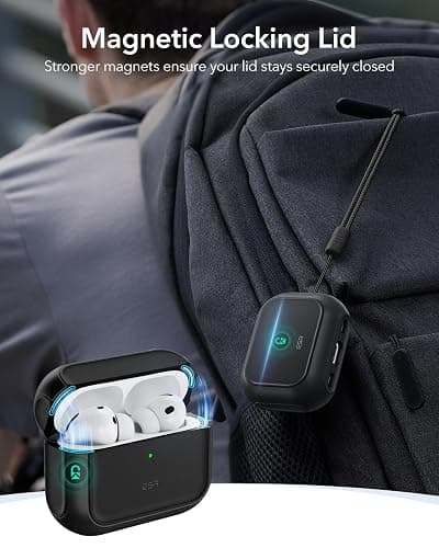 ESR for AirPods Pro 3 Case, Compatible with AirPods Pro 3rd Generation Case (2025), Compatible with MagSafe, Full Drop Protection Cover with Lanyard, Black thumbnail 4