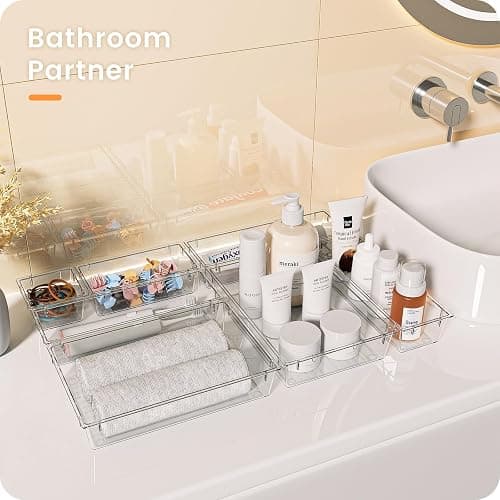 A-LuGei 【𝟮𝟴𝗣𝗖𝗦】 Desk Drawer Organiser, Tool Box Organiser Dividers, Desk Drawer Organisers, Garage Organisation Tool Trays Screw Cart Cabinet WorkBench【𝟰 𝗦𝗶𝘇𝗲】【𝗖𝗹𝗲𝗮𝗿】 thumbnail 5