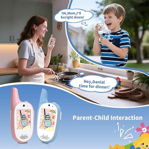 Kids Video Walkie Talkies 2 Pack,Signal of penetrates Two Walls,Rechargeable,HD Camera & 2" IPS Screen,Real-Time Video Call,3 Voice and 4 displays Changer,Toys Gifts for Boys Girls Ages 3-12 thumbnail 8
