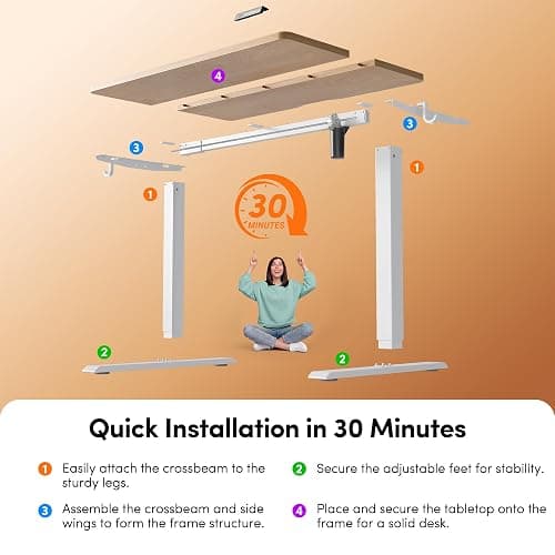 FEZIBO Standing Desk 48 × 24 Inch Electric Height Adjustable, Maple | Sit and Stand Up Adjustable Desk, Home Office Computer Desk with 3 Customizable Memory Presets thumbnail 9