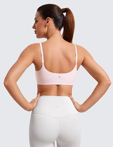 CRZ YOGA Butterluxe Scoop Neck Sports Bras | Light Support, Removable Pads, Yoga, Extremely Soft, U Back, Adjustable Spaghetti Straps, for Women thumbnail 2