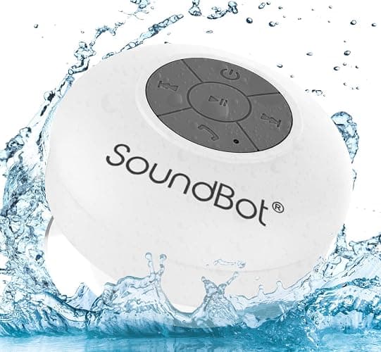 Soundbot® Waterproof Shower Speaker HD Water Resistant Bluetooth Handsfree Portable with Loud Clear Sounds 6+hrs of Playtime, Wireless Suction Cup Small Durable for Outdoors Travel Home SB510 (White) - Image 1