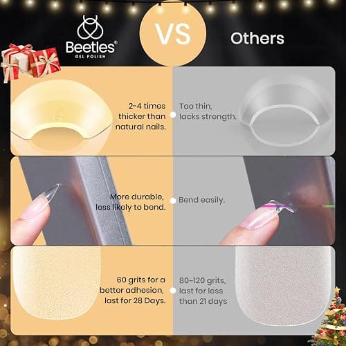Beetles Gel Nail Tips Medium Almond Etch X, 12 Sizes 288 PCS Half Matte Full Cover Press on False Nail Tips Clear Acrylic Nails Extension Glue on Nails DIY Gift for Women thumbnail 6
