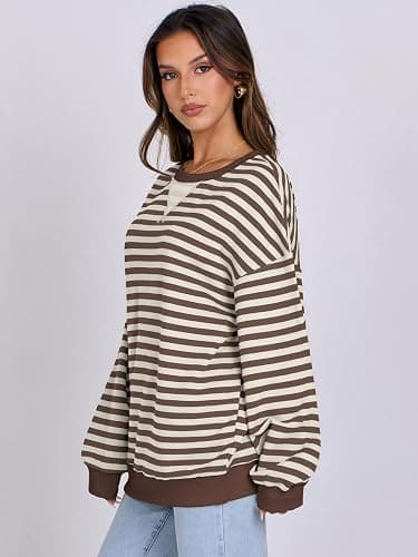 ANRABESS Women Striped Sweatshirts Oversized Crewneck Long Sleeve Shirts Y2K Pullover Top 2025 Fall Outfits Fashion Clothes thumbnail 8