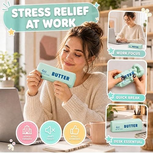 Premium Crunchy Butter Squishy Toy, Realistic Butter Stress Ball with Satisfying ASMR Crunch Sound, Bead Filled Slow Rising Sensory Fidget Toys, Anxiety Relief Gift for Office Home (Mint Green) thumbnail 9