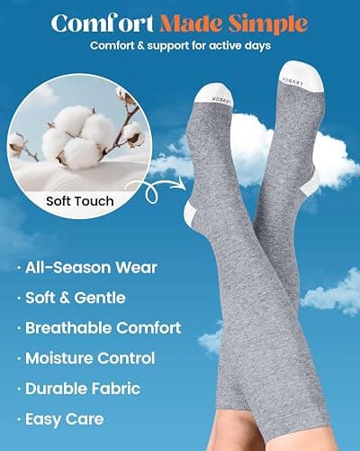 LEVSOX Cotton Compression Socks for Women Men 20-30 mmHg Knee High Cute Support Sock for Nurses Flying Pregnancy thumbnail 2