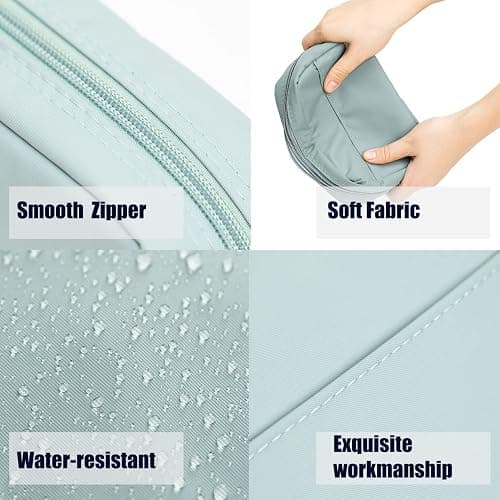 Hekyip Half Moon Cosmetic Beauty Bag for Purse Travel Handy Makeup Pouch for Women Girls (PINK) - Rectangular Grayish Blue thumbnail 7