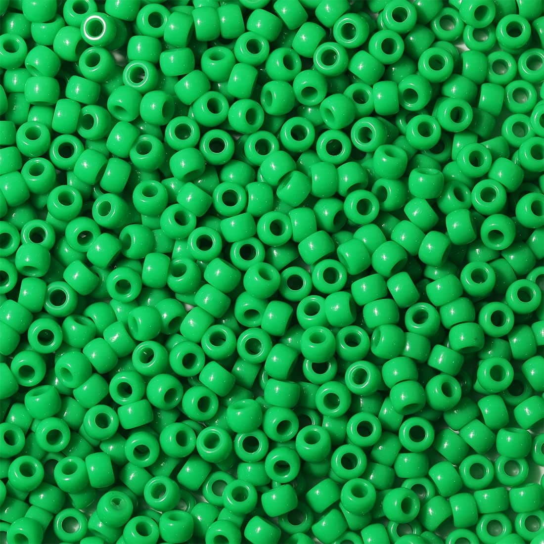 1000pcs 6x9mm Colorful Beads for Stringing Large Hole Acrylic Craft Beads Green Color Pony Beads for Necklaces Bracelets Jewelry Making (Green) - Image 1