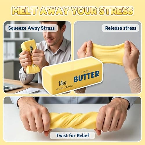 10in Giant Butter Squishy, TPR Jumbo Squishy Butter Stick, 14oz Big Butters Squeeze Stress Ball, Large Butters Fidget Toy, Stress Relief Slow Rising Fun for Anxiety Relief Party Favors (1pcs, 10in) thumbnail 4