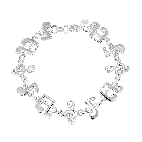 Suonie Funny Silver Jewelry Gift For Musician Women,S925 Silver Music Notes For Daughter Sisters Friends Lover Colleague Birthday Christmas Fashion Bracelet - Image 1