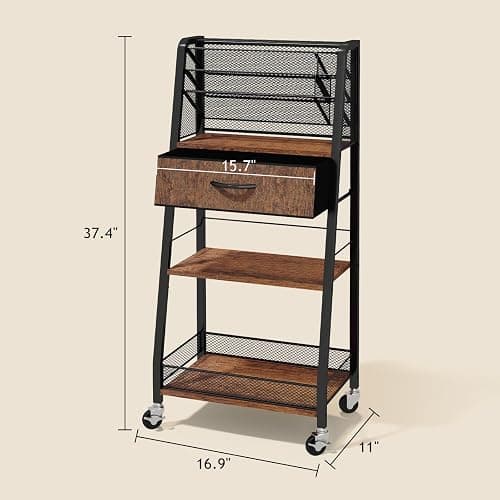 Homsorout 3 Tier Rolling Cart - Metal Utility Cart with Storage Drawer and Wheels, Versatile Art & Craft Organizer for Home, Office, or Studio - Ideal for Storing Brushes, Paints, and Supplies thumbnail 3