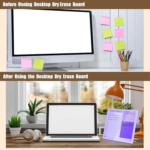 Desktop Thick Acrylic Dry Erase Board to Do Planning Board, 12" x 10", Desktop White Board with Stand, Frameless Purple Dry Erase White Board for Office/Home/School thumbnail 5