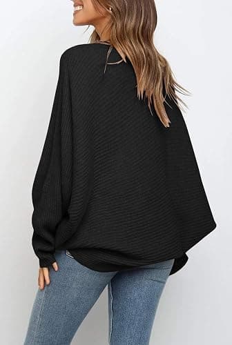 Mafulus Women's Oversized Crewneck Sweater Batwing Puff Long Sleeve Cable Slouchy Pullover Jumper Tops thumbnail 3