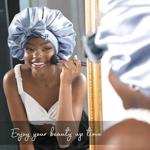 YANIBEST Silk Bonnet for Sleeping Women Adjustable Double Layer Satin Bonnet Reduce Friction Prevent Frizz Natural Curly Hair thumbnail 4