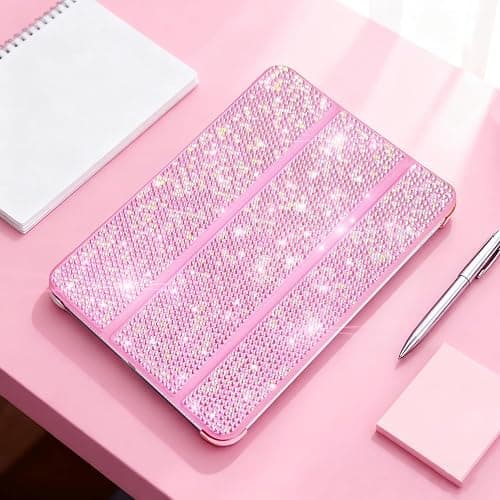 Leuhiove Bling Case for iPad (A16) 11th Generation 11 Inch 2025, iPad 10th Generation 10.9 inch 2022,Sparkle Glitter Rhinestone Stand Protective Cover，Hard Back Support Touch ID Shell Cover (Pink) thumbnail 3