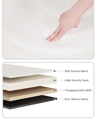 B FSOBEIIALEO Ottoman with Stroage, Round Sherpa Storage Ottoman Stool, Boucle Foot Rest22 x 22"x15.75" (White) thumbnail 6