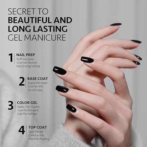 GAOY Gel Nail Polish Kit, Black and White 2 Colors 16ml Soak Off UV Gel Polish Set Highly Saturated for Nail Art DIY Manicure at Home thumbnail 6