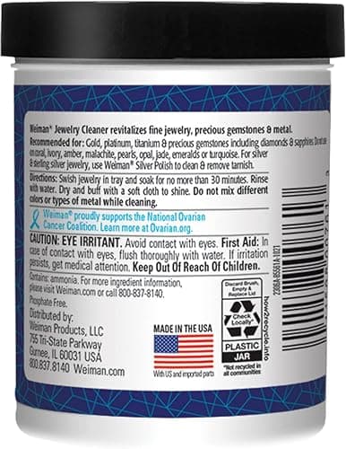 Weiman Fine Jewelry Cleaner Liquid with Cleaning Brush – Restores Shine & Brilliance to Gold, Platinum, Precious Gemstones & Diamond Jewelry, 6 Oz thumbnail 2