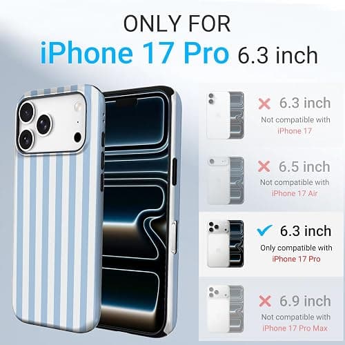 Mokiy TPU Phone Case for iPhone 17 Pro, MagSafe Wireless Charging Compatible, Shockproof Slim Fit Protective Cover with Anti-Yellowing & Raised Camera Protection (Blue Stripe, iPhone 17 Pro(6.3")) thumbnail 2