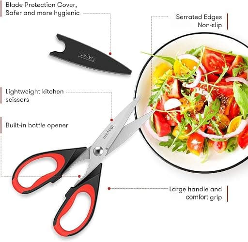 iBayam Kitchen Scissors All Purpose Heavy Duty 2 Pack with Protective Sheath, Stainless Steel Shears Kitchen Utensils Set for Cutting Food Cooking Meat Poultry Dishwasher Safe Soft Comfort-Grip thumbnail 8