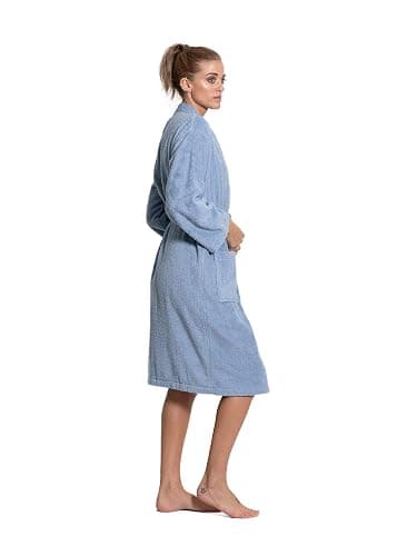 Turkuoise Soft & Absorbent Towel Robe, 100% Cotton Turkish Terry Cloth Kimono Bathrobes for Women thumbnail 2