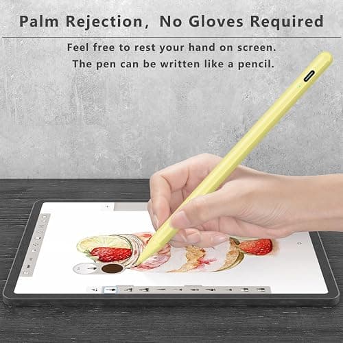 Stylus Pen for iPad (2018-2025) with Fast Charging & Palm Rejection, Pencil for Apple iPad 11th A16/10/9/8/7/6th, Pro 11“13”M4/12.9 inch, Air 11/13 inch M3 2025&M2 2024/5/4/3rd, Mini A17 Pro/6/5th - Yellow thumbnail 3