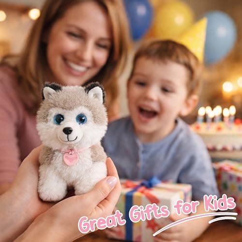 Mushymallow Sitting Dog Stuffed Animal Soft Plush Toy, Gray | 6" Adorable Plush Toy Pocket-Sized Stuffed Dog for Boys Girls Kids Adults Desk Decor Birthday Christmas Gift thumbnail 2