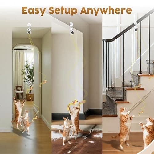 Interactive Cat Toys for Indoor Cats: 2 in 1 Laser Pointer Cat Toy with Automatic Flying Bird & Mouse Wand, Smart Motion Mode Adjustable Speed, USB Rechargeable Safe for Bored Kittens and Adult Cats thumbnail 3