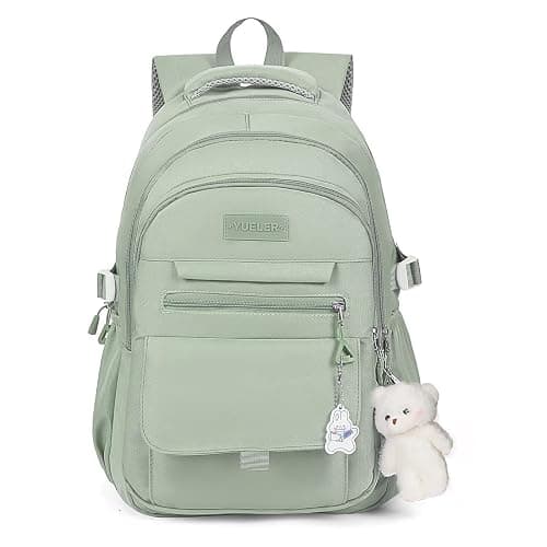 PRLINJSK Girls Backpack for College High Middle School, Cute Teen Bookbag | Aesthetic Backpacks for Student Women with Accessories - Image 1