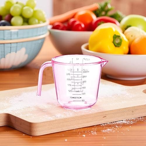 Cute Pink Plastic Measuring Cup for Home Kitchen Cooking and Baking Seasoning Liquid (150ml, 300ml, 600ml - 3 Pack) thumbnail 5
