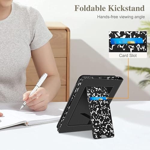 Fintie Case for 7"/6.8" Kindle Paperwhite(12th/11th Generation-2024/2021) and Kindle Colorsoft Signature Edition -Slim Foldable Stand Cover Auto Wake/Sleep for Paperwhite 2024, Composition Book thumbnail 5