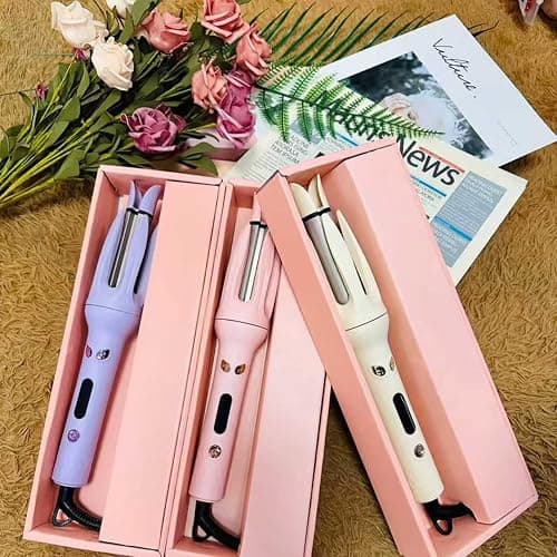 Professional Automatic Hair Curling Iron, 4 Temperature Settings, Ceramic Rotating Wand with Negative Ion Technology (Off-White) thumbnail 7