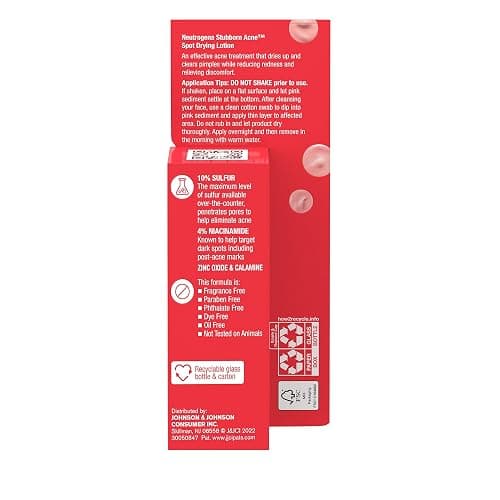 Neutrogena Stubborn Acne Spot Drying Lotion, Fragrance-Free Sulfur Acne Treatment Clears Acne By Drying Up & Shrinking Pimples, Paraben- & Oil-Free, 10% Sulfur & 4% Niacinamide, 1.0 fl. oz thumbnail 9