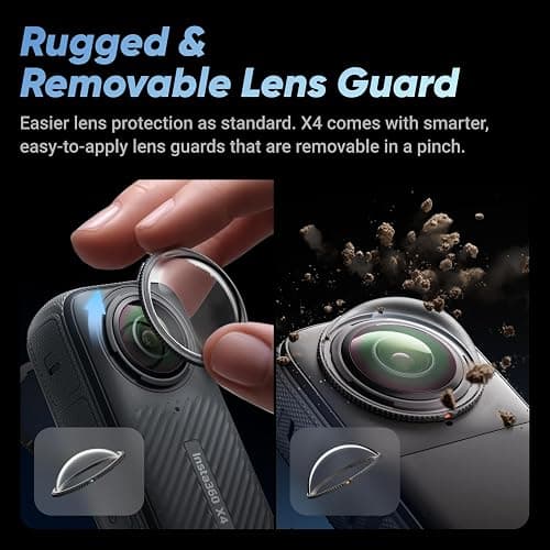 Insta360 X4 Standard Bundle - Waterproof 8K 360 Action Camera, 4K Wide-Angle Video, Invisible Selfie Stick Effect, Removable Lens Guards, 135 Min Battery Life, AI Editing, Stabilization thumbnail 6