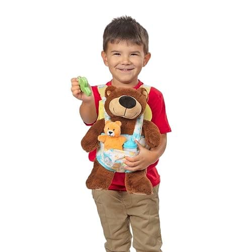 Melissa & Doug Mine to Love Carrier Play Set for Baby Dolls with Toy Bear, Bottle, Rattle, Activity Card thumbnail 3
