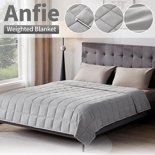 Weighted Blanket Queen Size (60"x80" 20lbs),Ultra Soft and Cozy Cooling Weighted Blanket Queen Size for Adult,Heavy Blanket with Machine Washable Soft Blanket, Stone Grey thumbnail 4