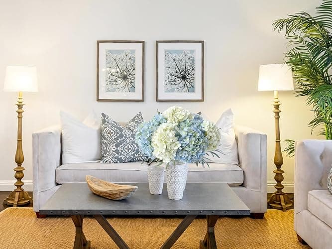 SUMTIPHUN 4 Pcs 20'' Real Touch Hydrangeas 2 White 2 Light Blue Artificial Hydrangeas Flowers Faux Latex Hydrangea for Kitchen Living Room Porch Home Decor Baby Shower Party Wedding Table Centerpiece thumbnail 6