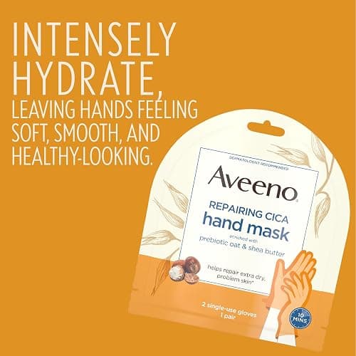 Aveeno SkinRelief Repairing Hand Mask, Moisturizing Gloves with Triple Oat & Shea Butter for Very DrySkin, Hand Care for SensitiveSkin, Fragrance-Free, 1 Pair of Single-Use Gloves (Pack of 4) thumbnail 4